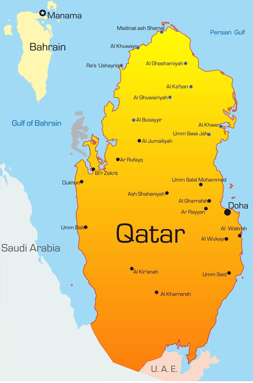 Kartta pääkaupunki qatar