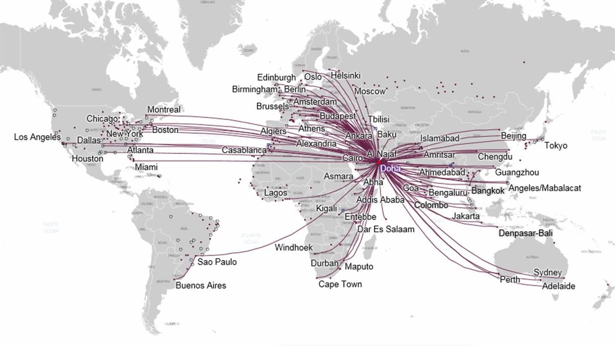 qatar airways kartta reitti