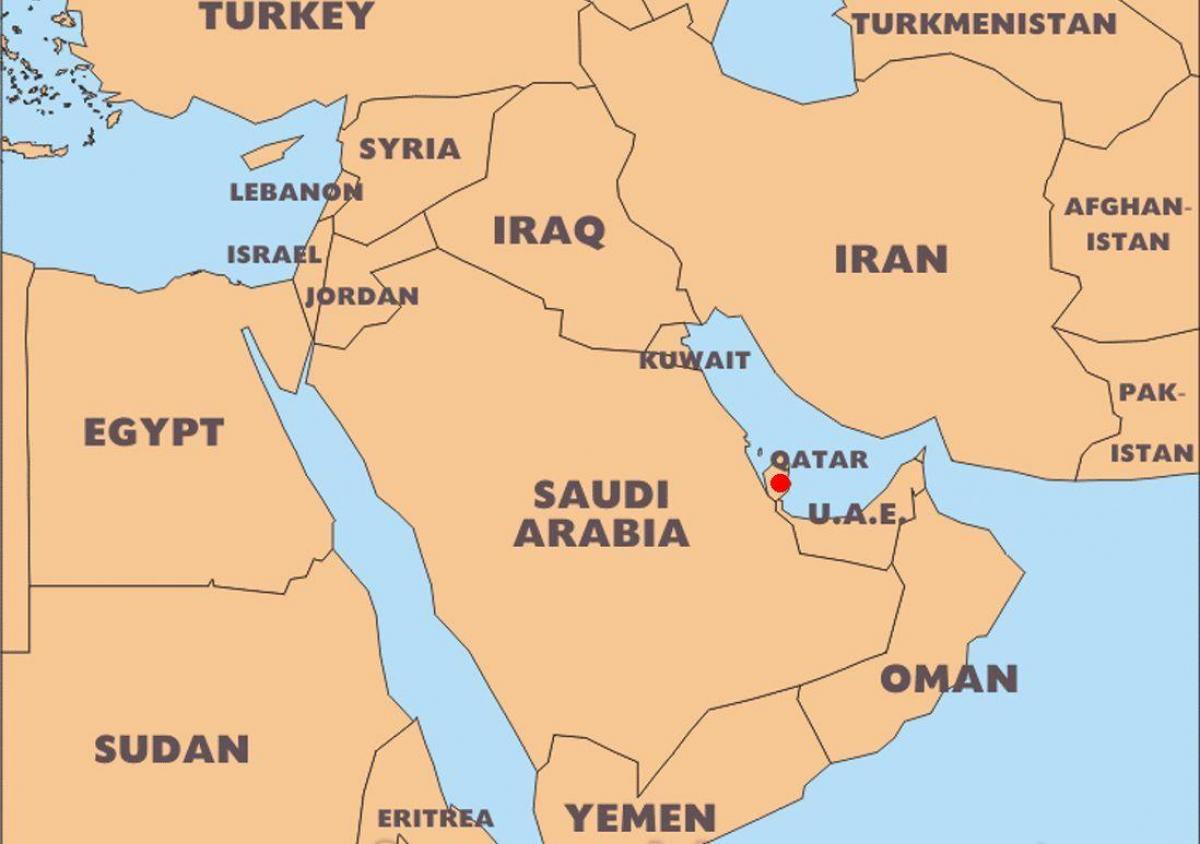 Qatar maa kartta - Qatar maa maailman kartta (Länsi-Aasia - Aasia)