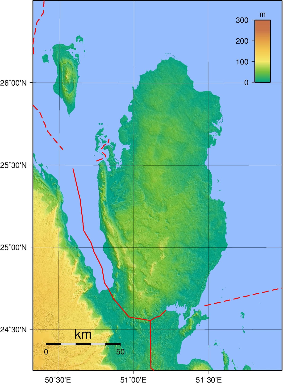 Kartta qatar maantiede