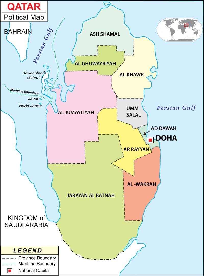kartta qatar alueella