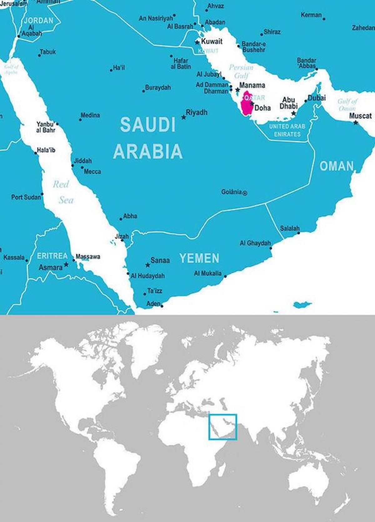 Qatar sijainti kartalla - Kartta qatar sijainti (Länsi-Aasia - Aasia)