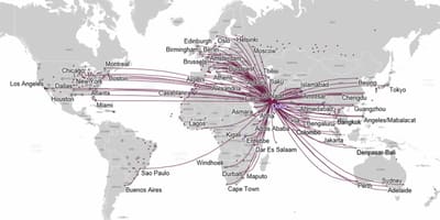 Qatar airways reittikartta-euroopassa